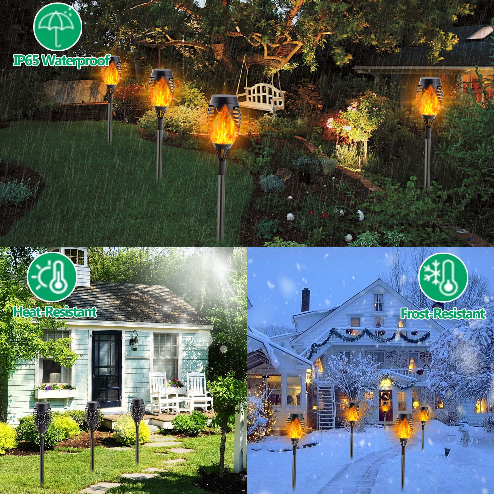 (Upgraded Super Bright) 10-Pack Solar Torch Light with Flickering Flame, Waterproof Solar Outdoor Lights for Garden Decorations, Solar Flame Torch for Landscape Yard Party Outside Decor - Auto On/Off