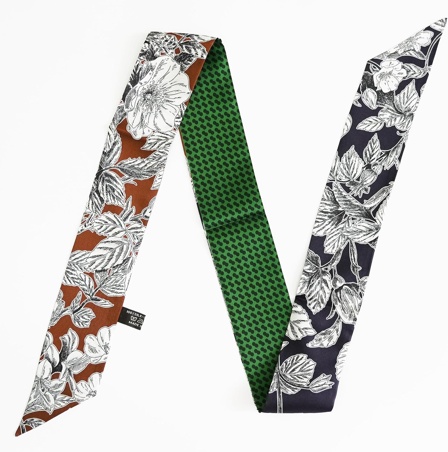 JERLA 100% Mulberry silk Scarf Bag scarf Head Hair Ribbon Handbag Handle wrap Tie Bundle Neckerchief Scarf for women - Image 3