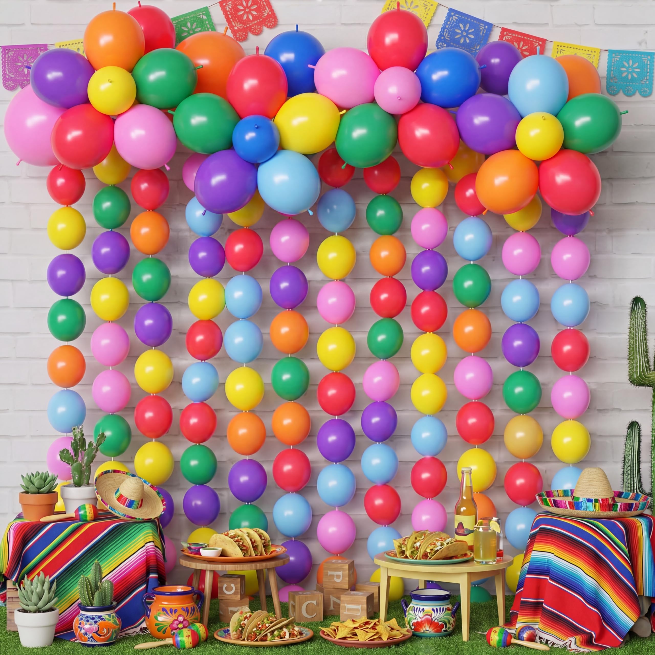 Photo 1 of Meanplan 100 Pcs Link Balloon Quick Linking Latex Connected Balloons Linkable for Back to School Wedding Birthday Party Decoration(12 Inch,Colorful)