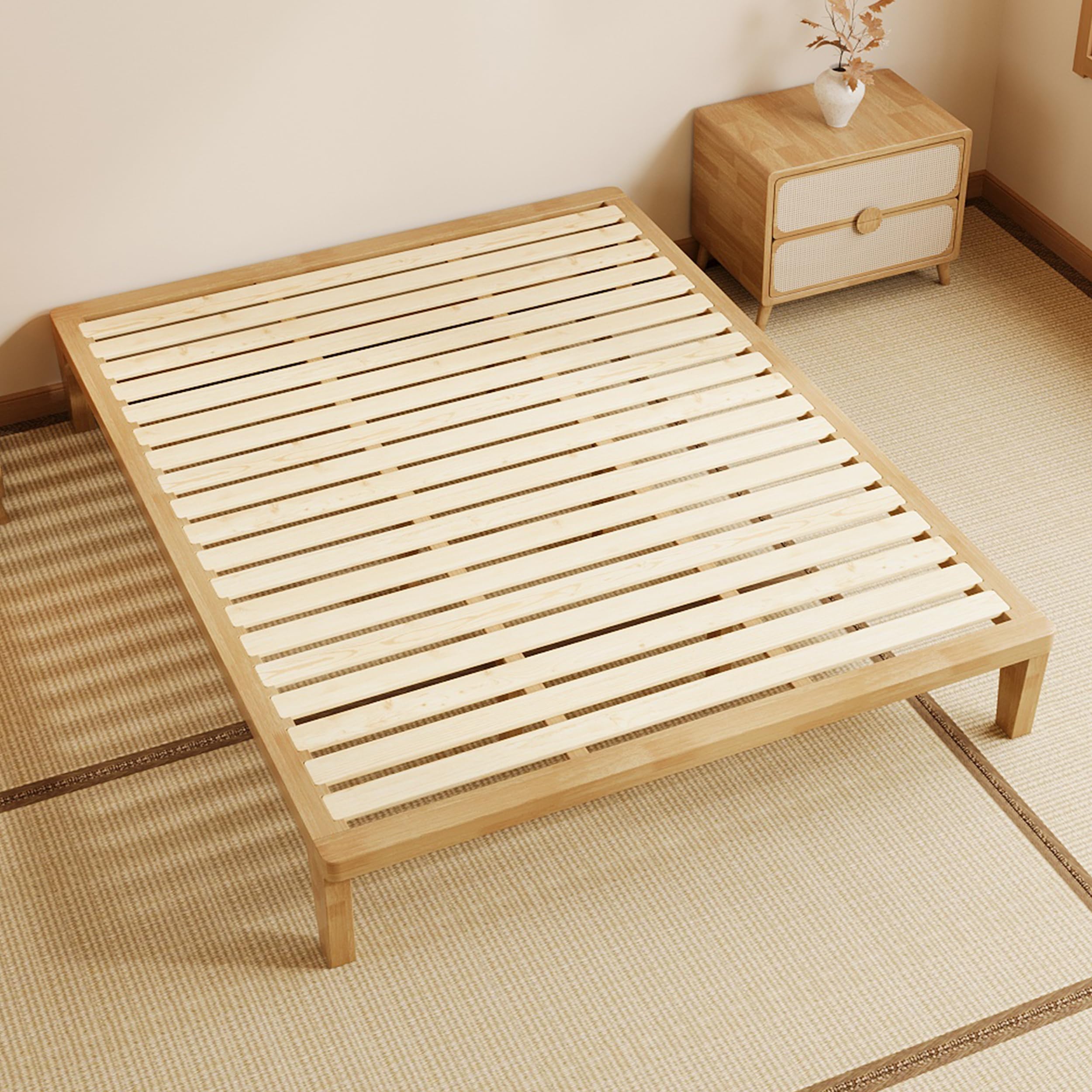 IOTXY Queen Platform Bed Frame - 14 Inch Solid Wood Mattress Foundation Base with Heavy-Duty Support Slats & Legs, Rubberwood Queen-Size Bedframe