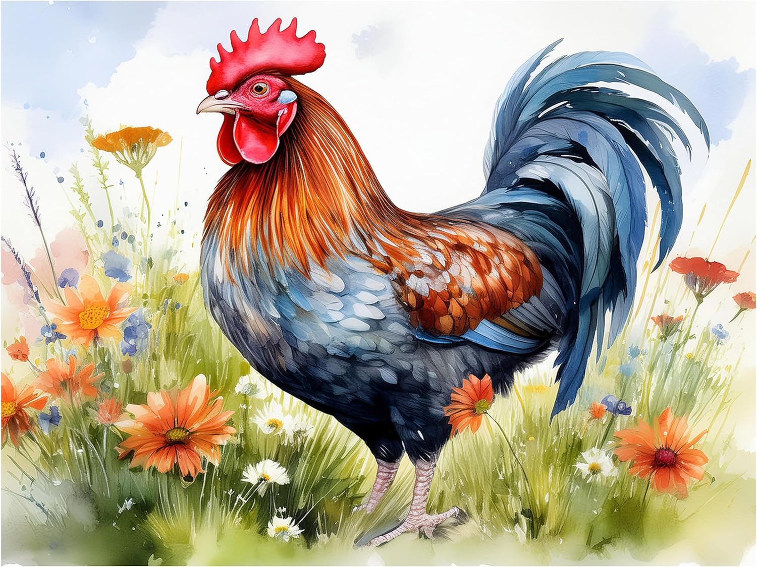 Tile Mural Farm Rooster Kitchen Bathroom Wall Art Backsplash Marble Ceramic