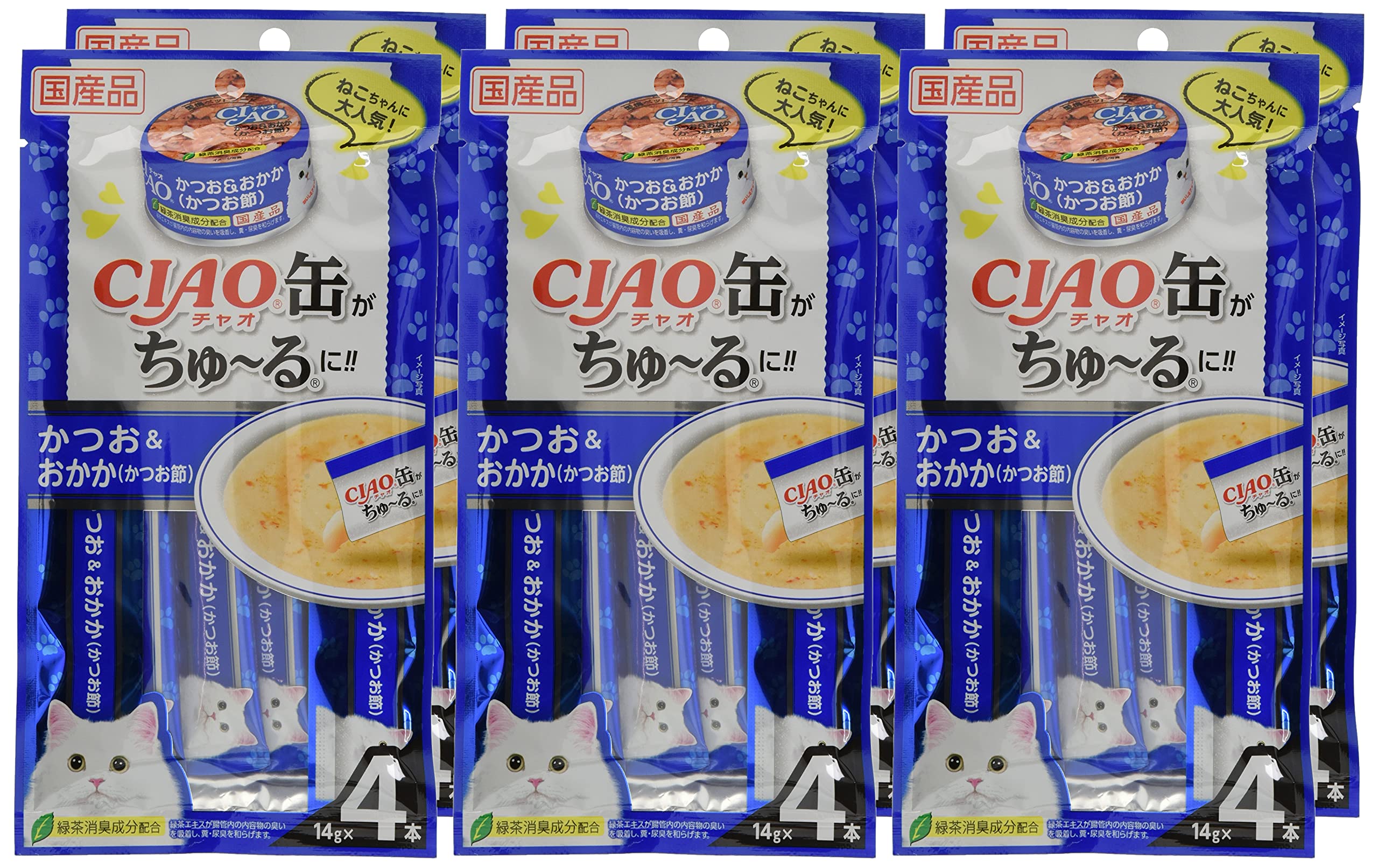 Amazon.co.jp: チャオ(CIAO)CIAO缶ちゅ～るかつお＆おかか(かつお節)4