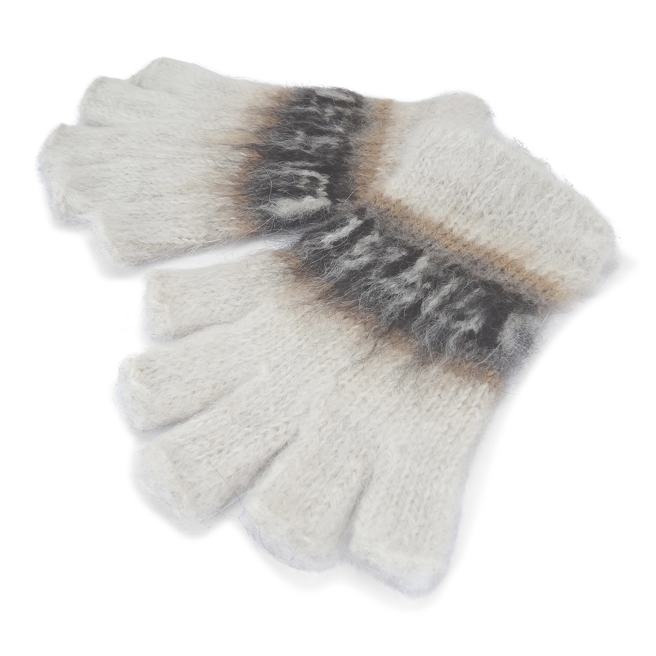 Tumia LAC Alpaca Adult Fingerless Gloves - White