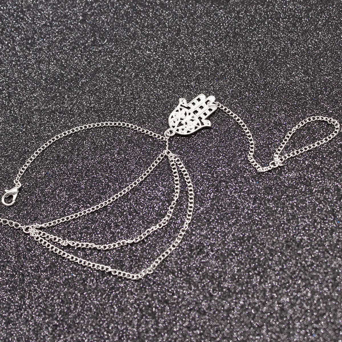 Bracciale A Mano Hamsa Con Catena – Gioiello Boho In Lega Ecologica, Regolabile, Per Donne E Ragazze - 3