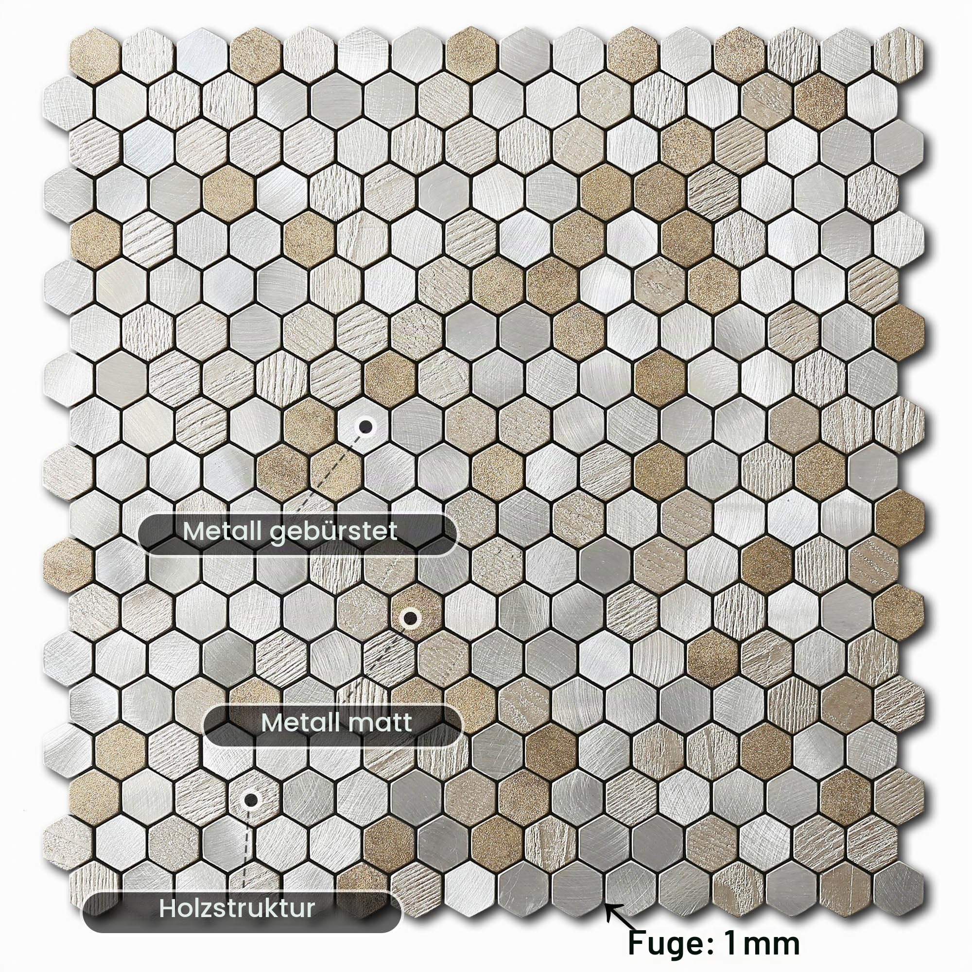 VAOVI Selbstklebende Mosaikfliesen Fliesenaufkleber Beige,10 Stück