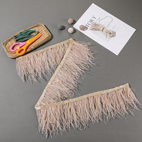 Miniatura 40 de Ribbón de plumas de avestruz rojo, 1.5 capas, 2 yardas de 4 a 5 pulgadas, cintas con flecos, para costura, vestido, proyectos de manualidades