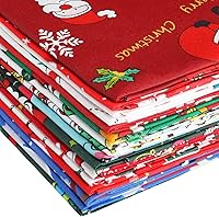 Vista 1 de Paquete de 16 piezas de tela de algodón con diseño de muñeco de nieve y copo de nieve con estampado de árbol de Papá Noel, tela acolchada