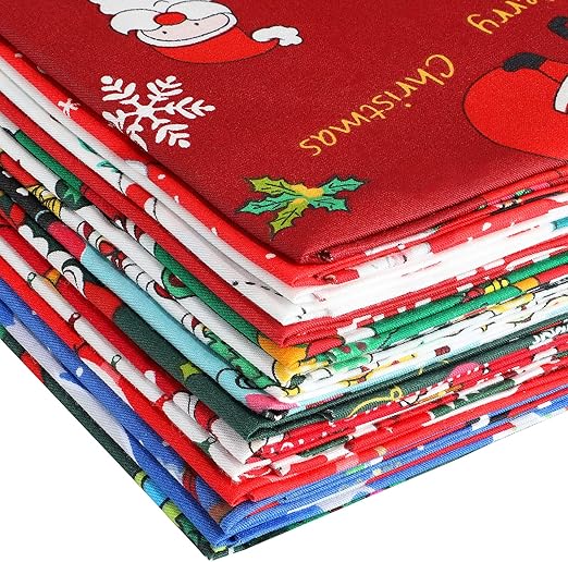 16 Pieces Christmas Fabric Fat Quarters Bundle Christmas