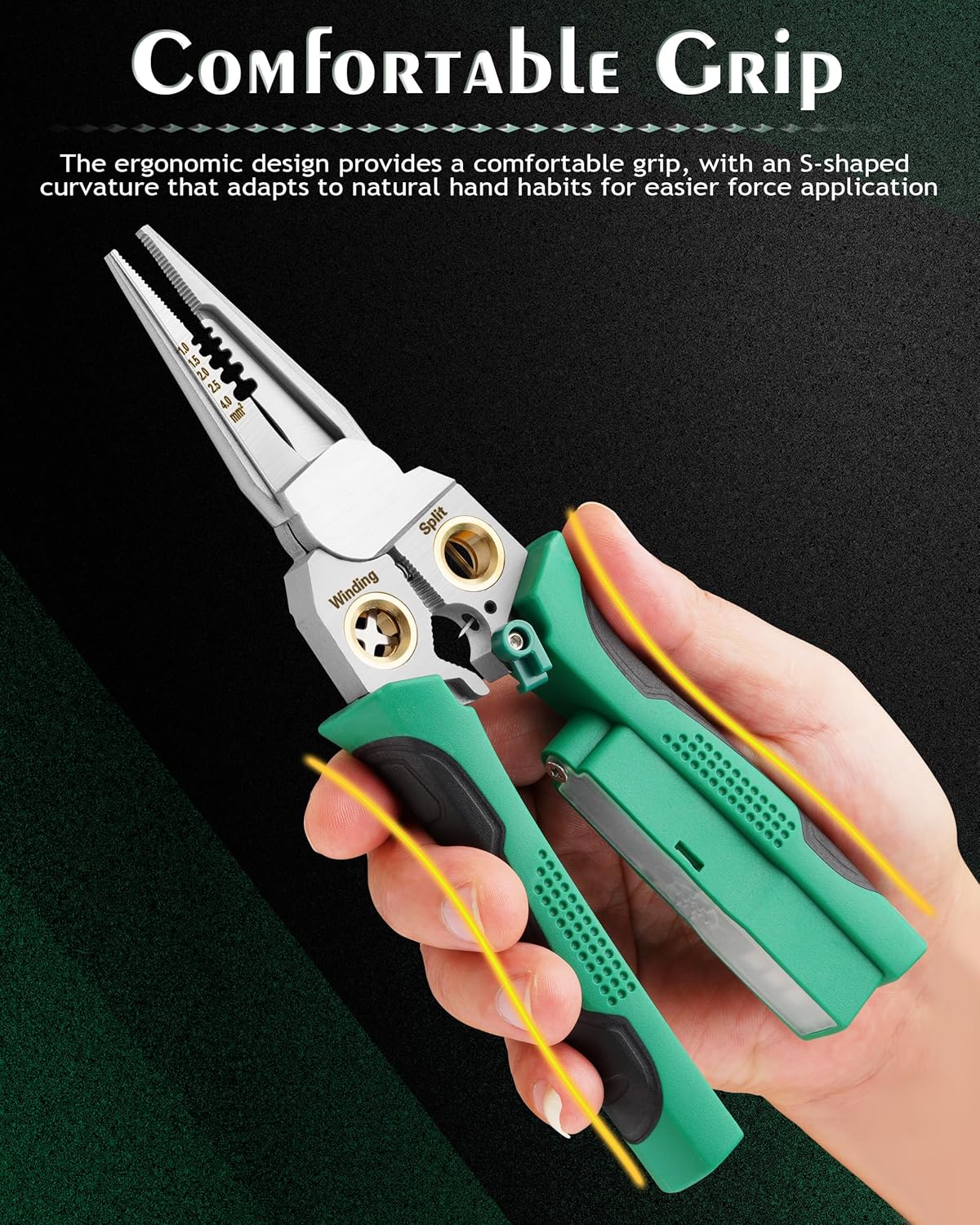 8 In 1 Wire Strippers with Voltage Tester, Wire Stripping Tool, Cable Cutters with Plier, Twister, Crimper, Splitting, Multifunctional Cable Stripper Tool for 10-18 AWG for Electrician Work