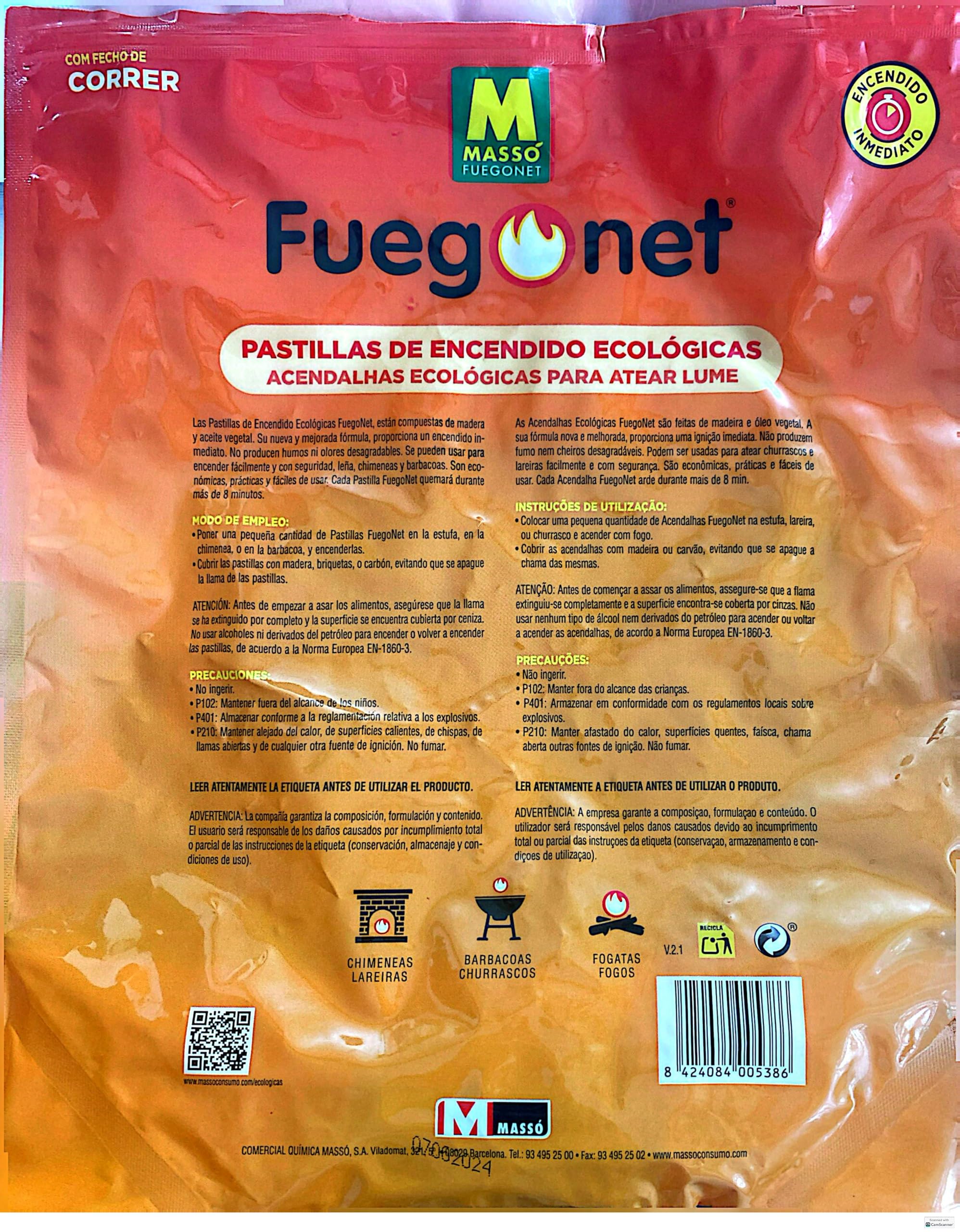 Fuegonet 231281N Pastillas Ecológicas Pack de 3 Bolsas. 600 Pastillas.