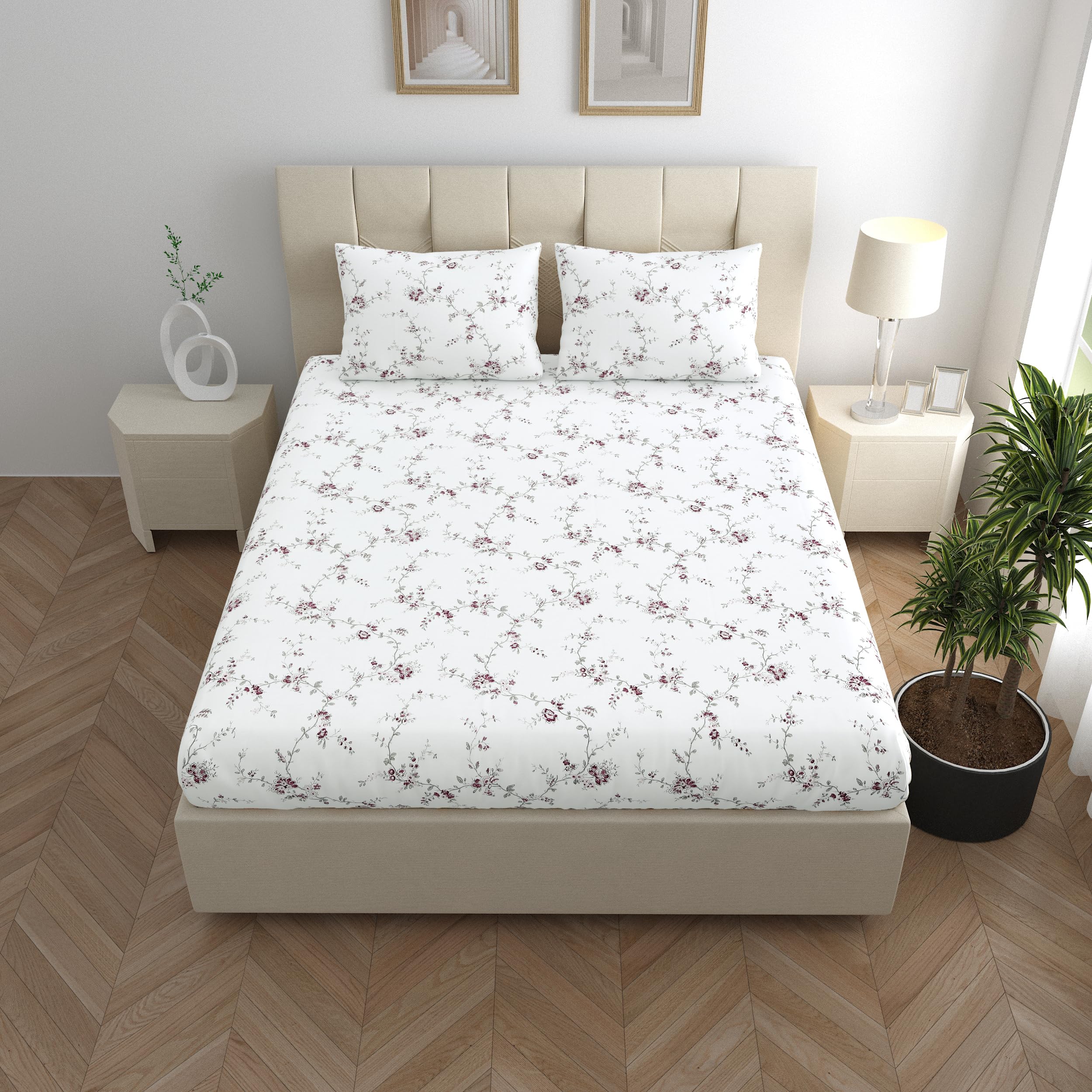 LINENWALAS 100% Cotton Percale Double Size Fitted Sheet Only - Image 3