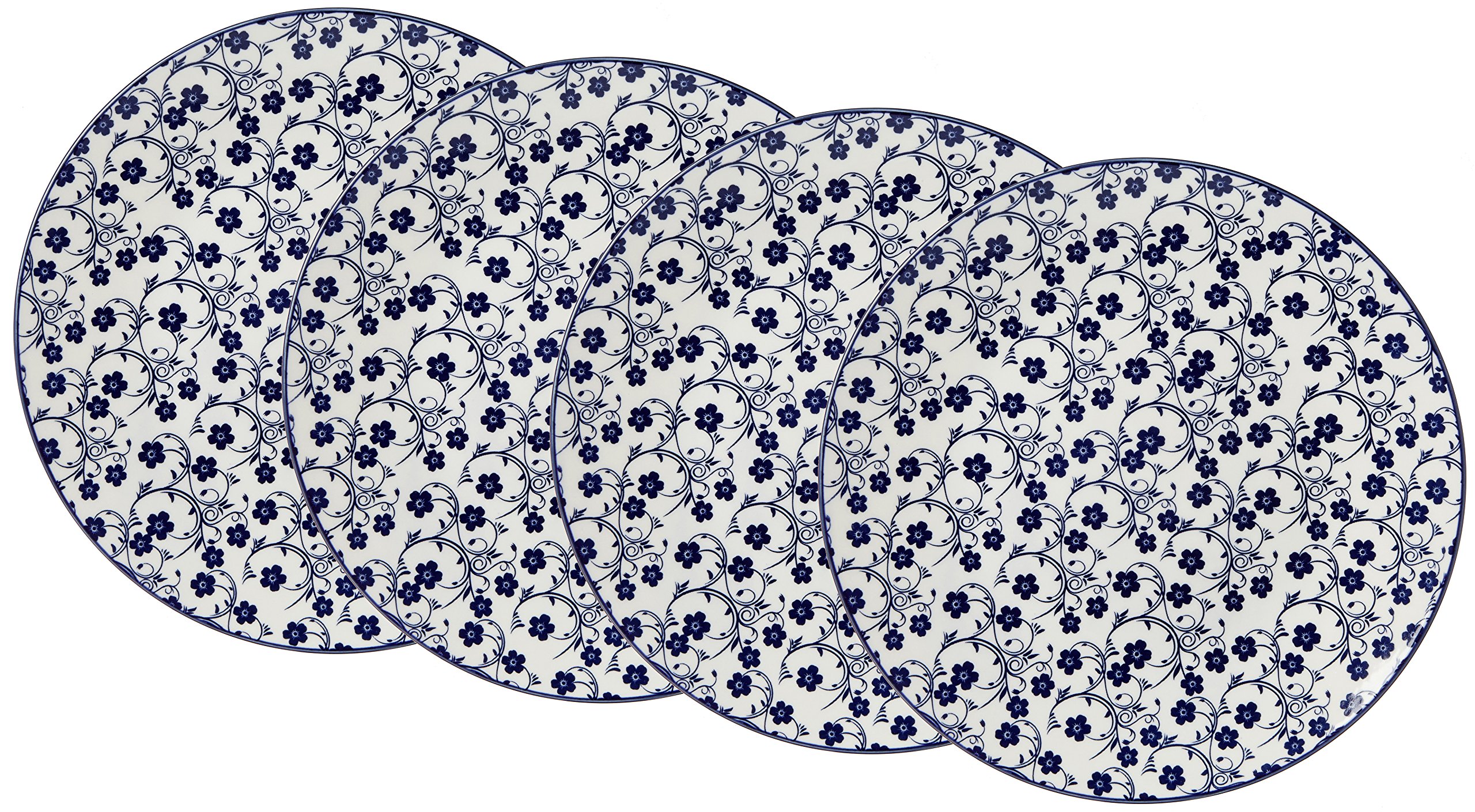 Ritzenhoff & Breker Royal Sakura 4-częściowy zestaw talerzy obiadowych, średnica 26,5 cm, naczynia porcelanowe, niebiesko-białe