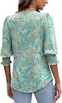 WIHOLL Blouses pour les femmes Robe décontractée 3/4 Longueur Manches Femmes Tops avec Cuffs à la moche