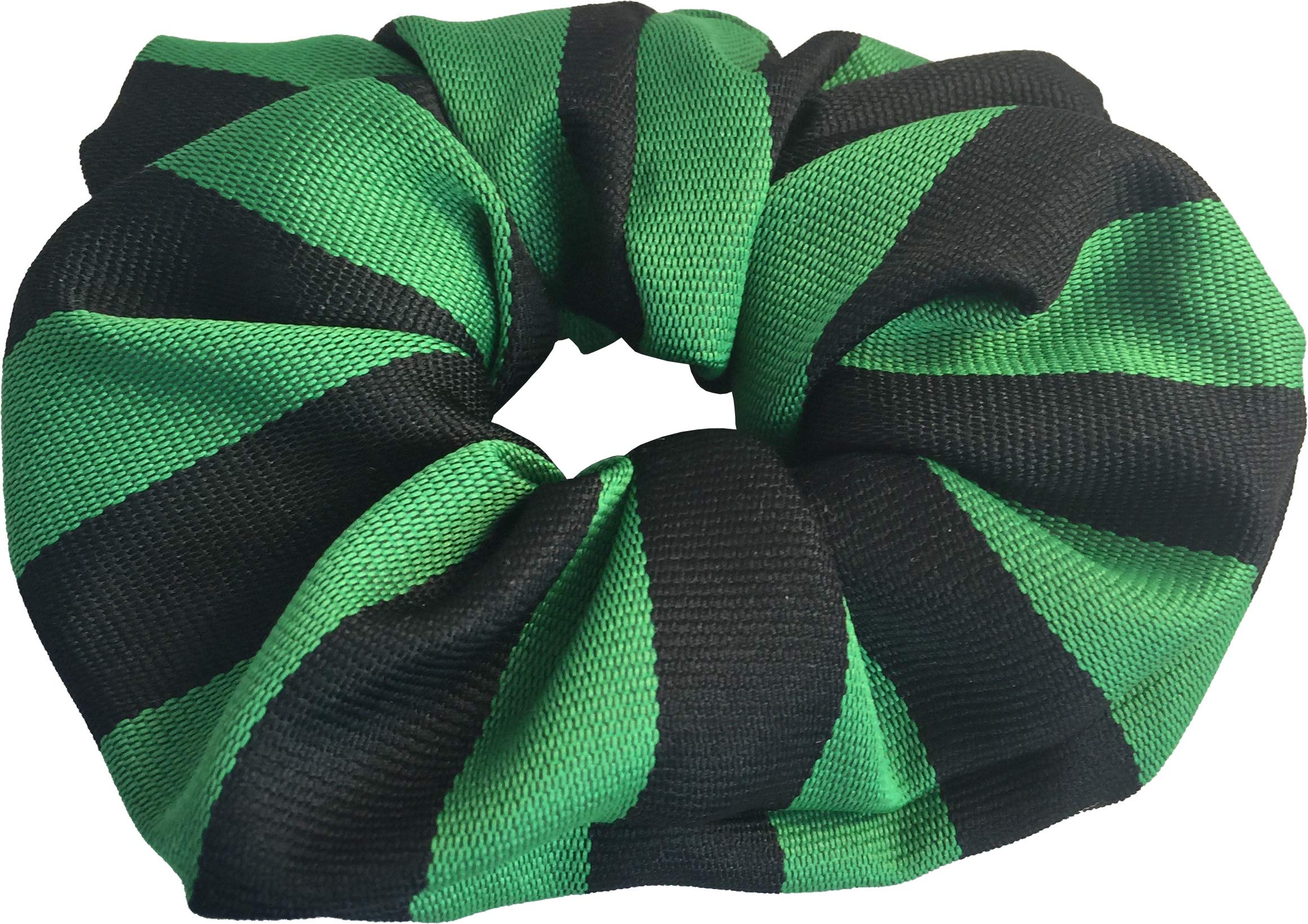 Great British Tie Club Girls Black & Green School Stripe Elastic Hair Scrunchies (Black & Green)