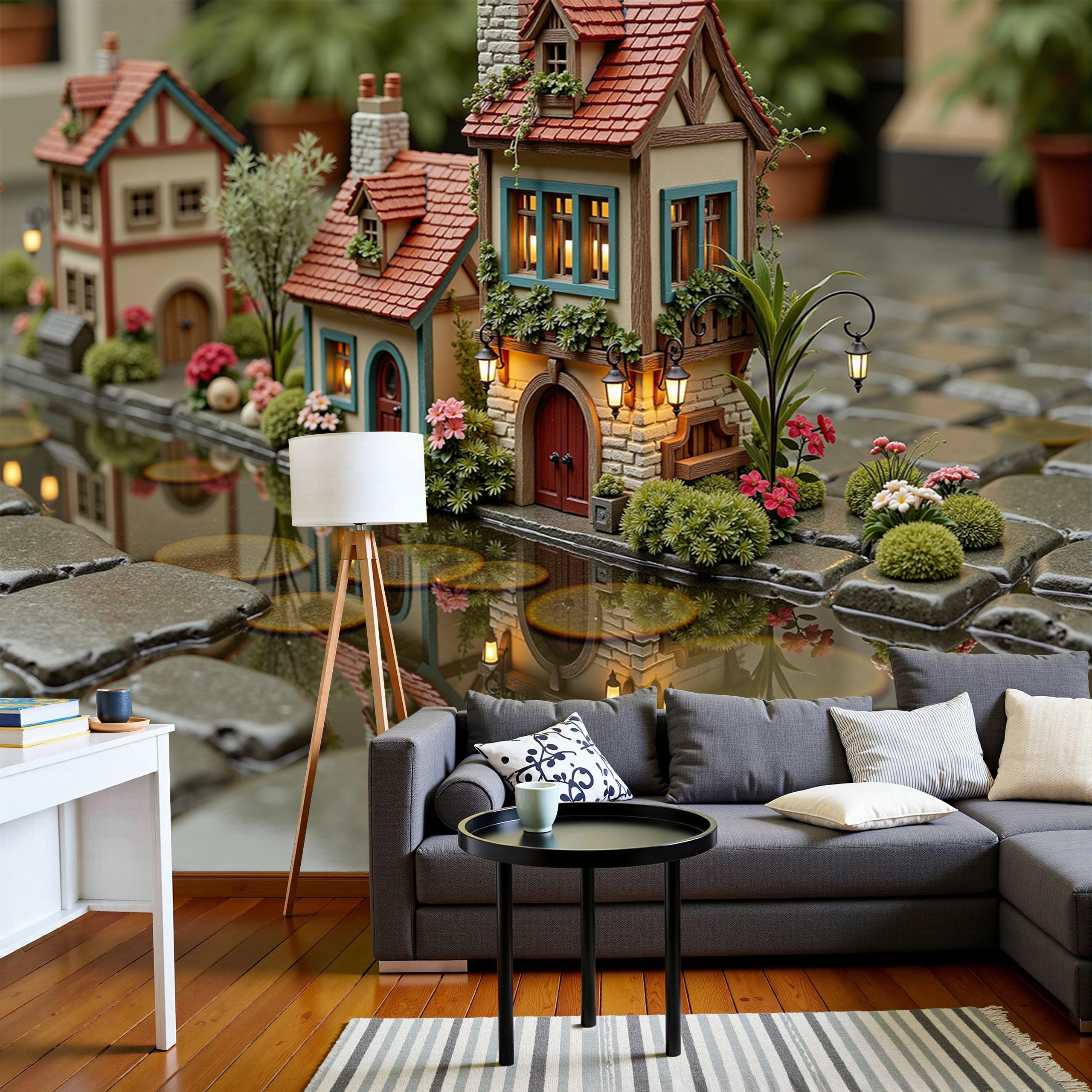 Papier peint panoramique 3D trompe l'oeil pour agrandir visuellement une chambre