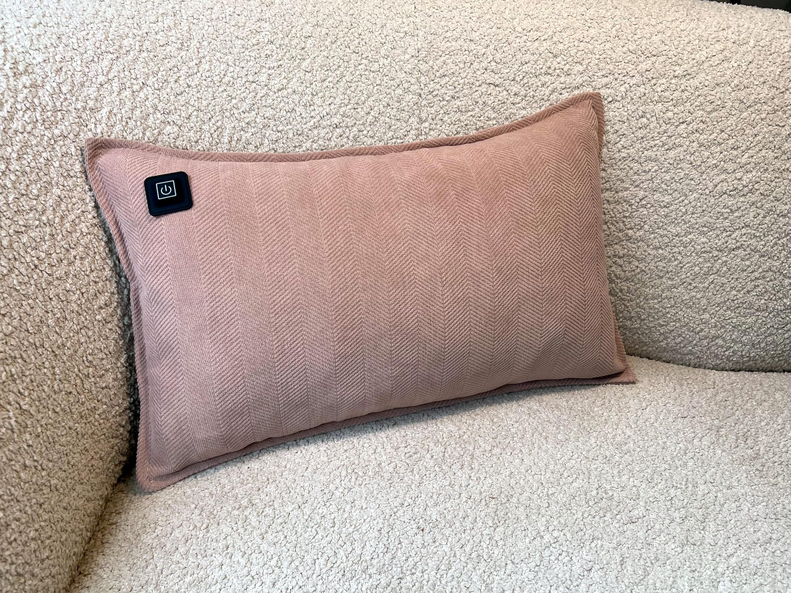 Coussin chauffant infrarouge sans fil - Coussin chauffant avec batterie externe - 30 x 50 cm - Flexible - Utilisable avec câble intégré de 3 m - Rose