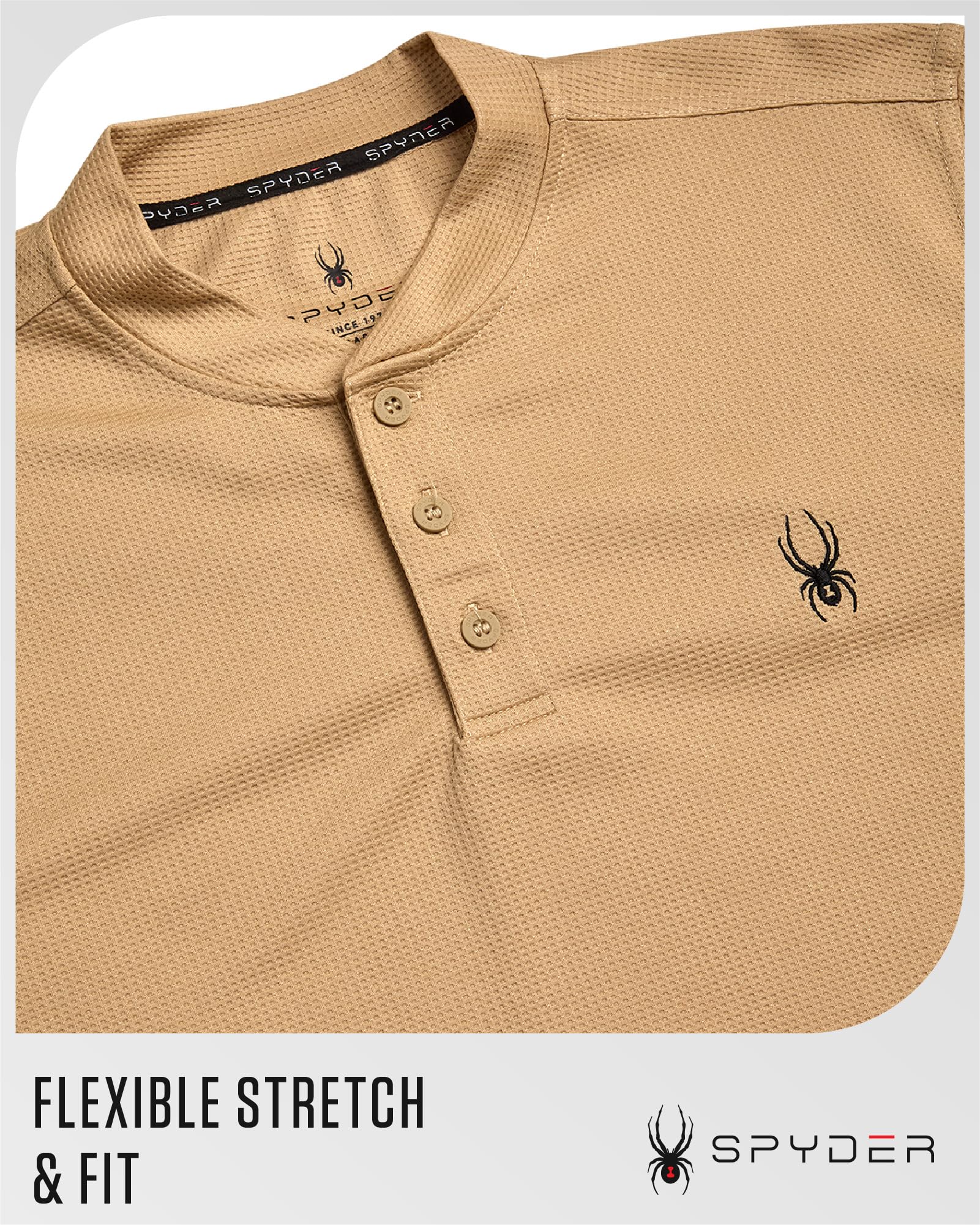 Spyder Męska termiczna koszula z długim rękawem - odprowadzające wilgoć koszule Henley dla mężczyzn z UP 30 Dri Fit koszule z długim rękawem dla mężczyzn