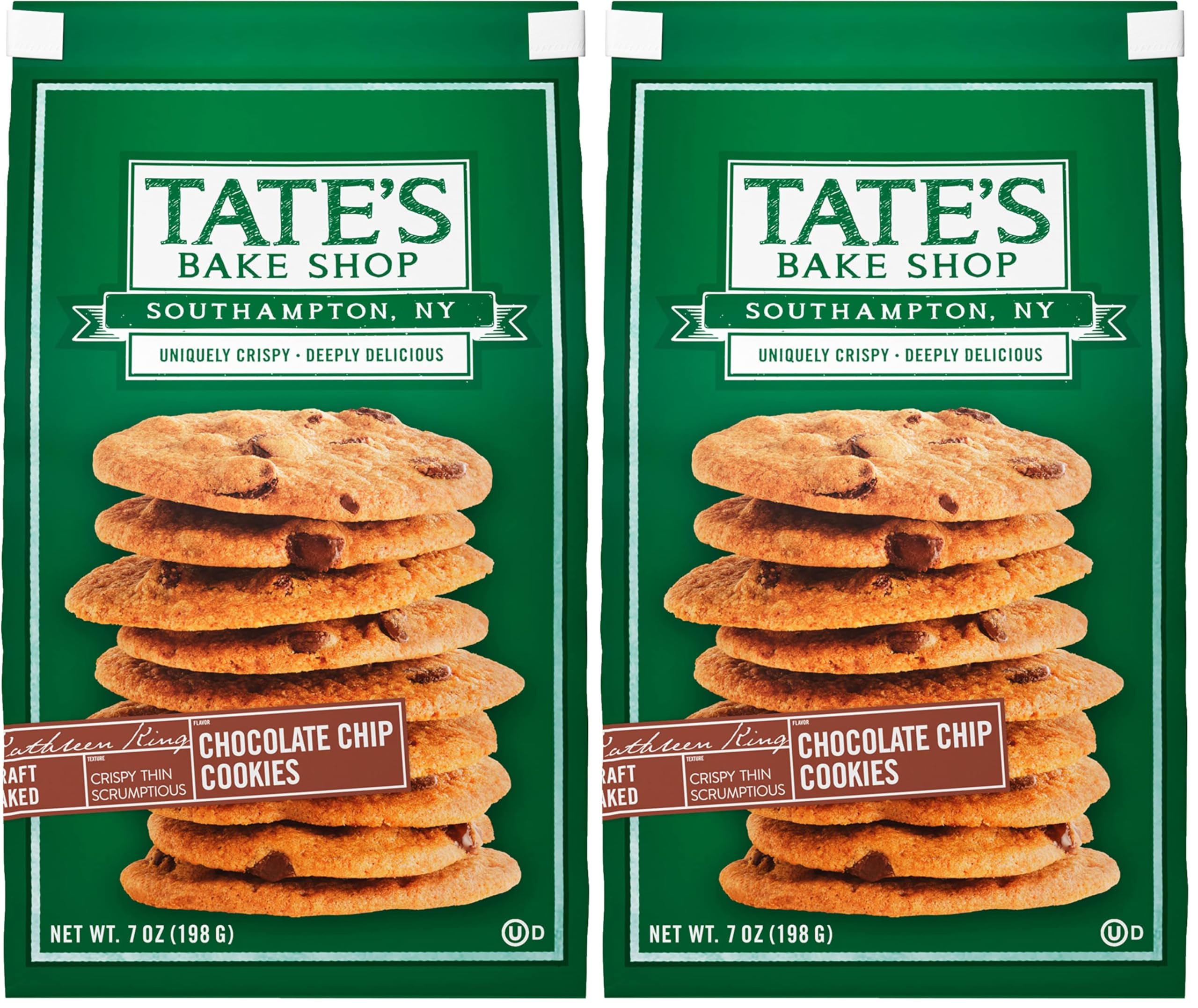 Tate's Bake Shop Cookies, Chocolate Chip, 7 Oz (Pack of 2)