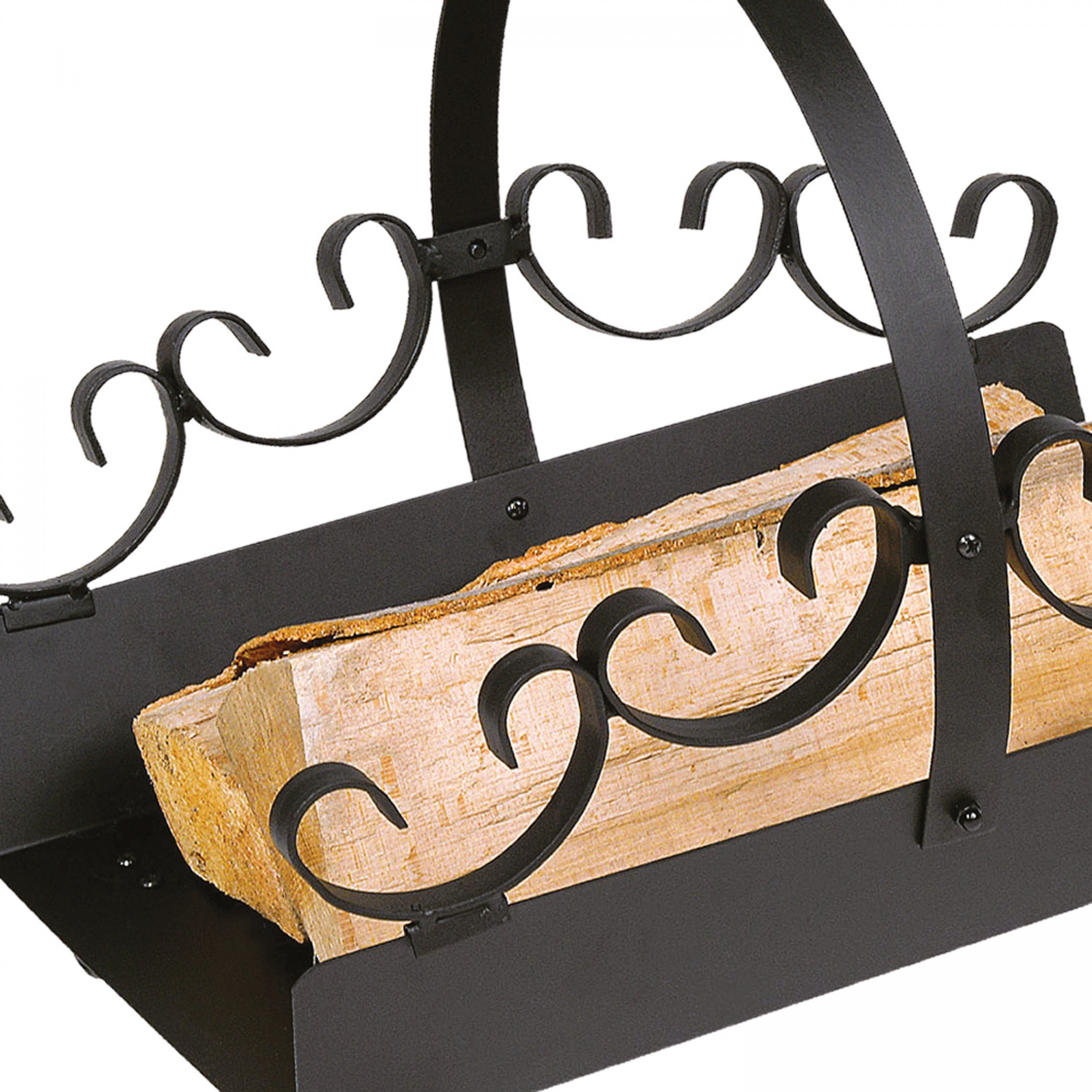 Cesta para leña, 31,5 cm, color negro