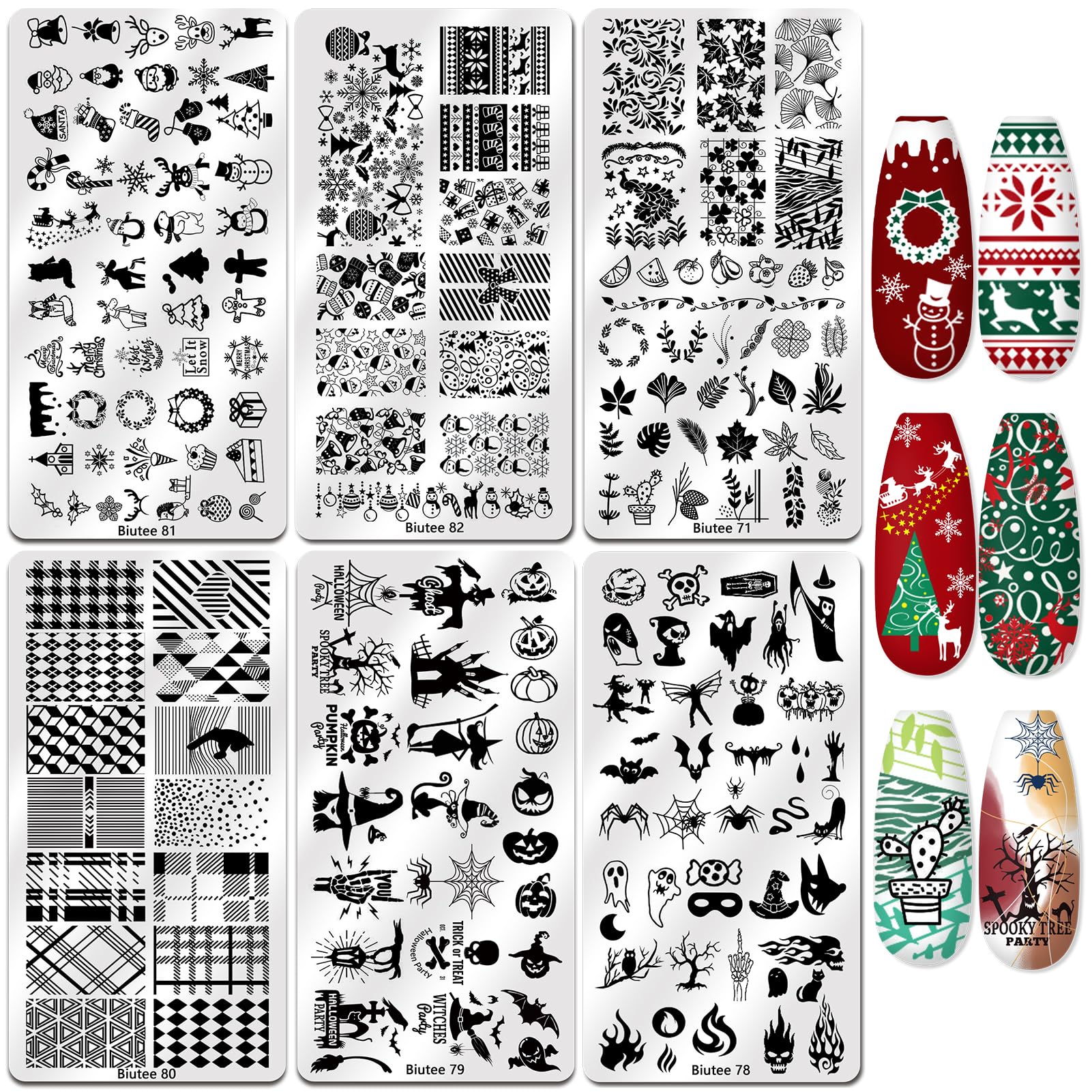 Biutee 8 Colorate Gel Stamping Nail Art Prodotti Manicure Gel + 12 Timbri per Unghie Stampo French