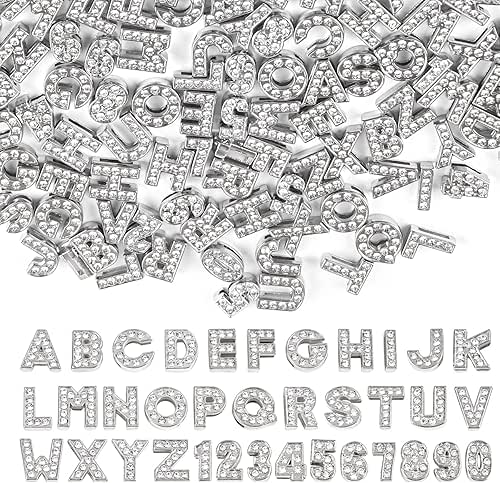 AUEAR, 144 Pack Silver 8mm Full Rhinestone Slide Charms Alloy
