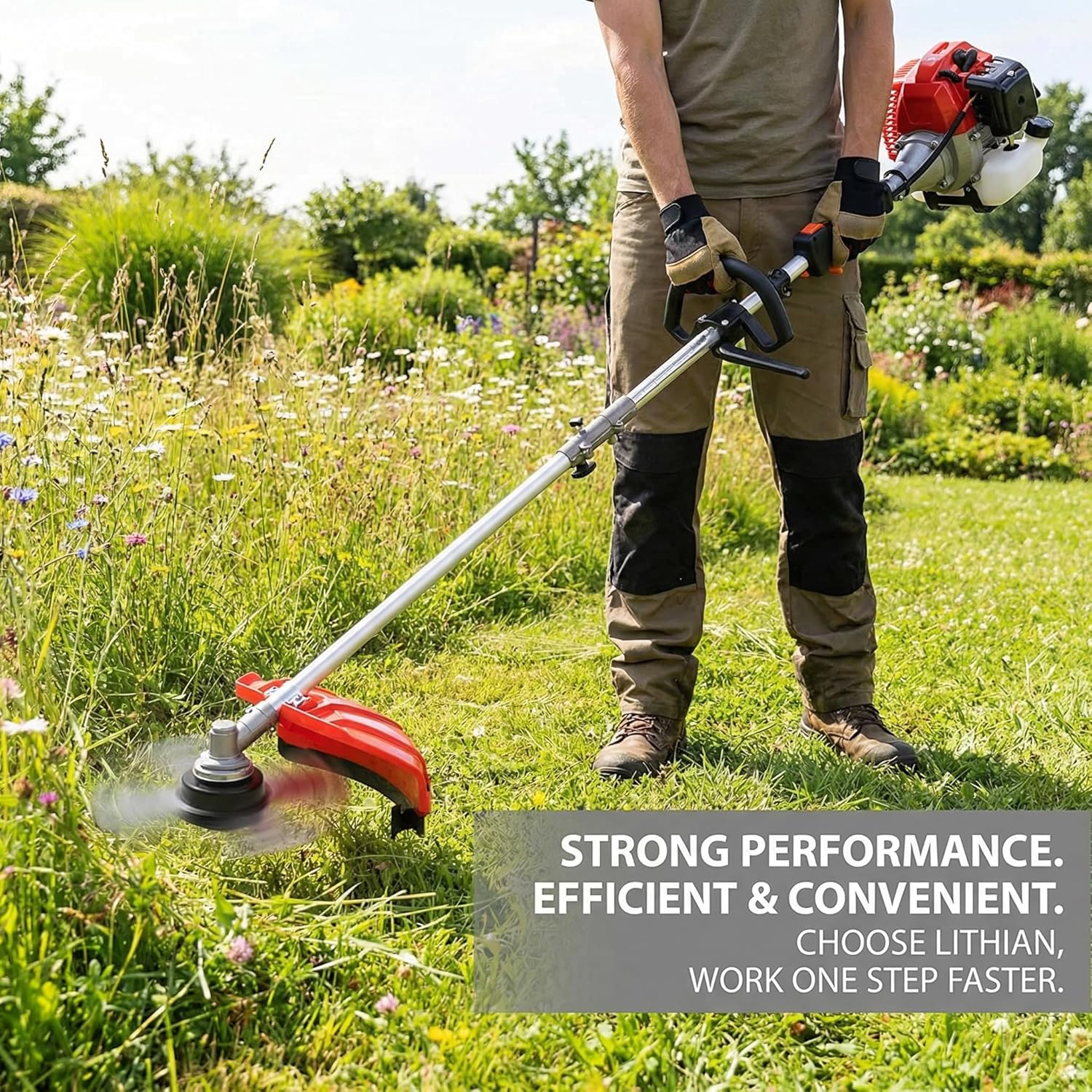 5 in 1 Weed Eater Gas Powered - 52cc 2-Stroke Gas Trimming Tool Kit, Brush Cutter, String Trimmer, Tree Trimming Kit, Edger, Pole Saw with Long Reach Extension Pole