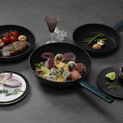 Miniatura 5 de Dr.HOWS URBAN - Sartén antiadherente con revestimiento ILAG Professional S de 9 pulgadas, color verde profundo, sartén antiadherente de aluminio,