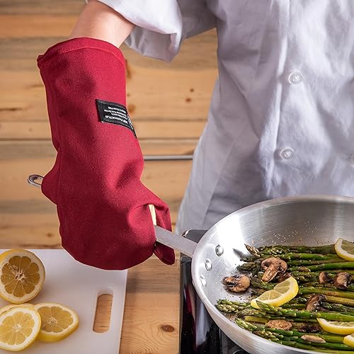 Miniatura 8 de San Jamar KT0215 Kool-Tek Manopla de protección para horno para temperatura convencional Nomex 15 de longitud rojo