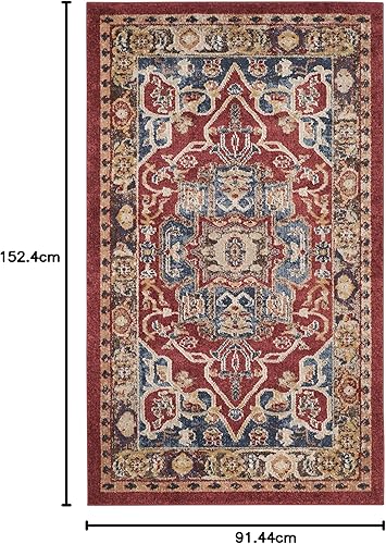 Miniatura 8 de SAFAVIEH Bijar Collection BIJ605R - Alfombra tradicional oriental, envejecida, no desprende pelusa, para sala de estar o dormitorio, 4 x 6 pies,