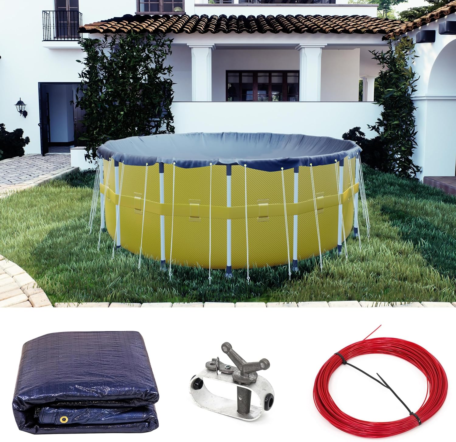 Royal Shade 15' Round Blue Winter Swimming Pool Cover Safety Tarp Tarpco Extra Heavy Duty Waterproof UV Protection (Cover Size: 19' / 4 ft .Overlap) (We Make Custom Size)