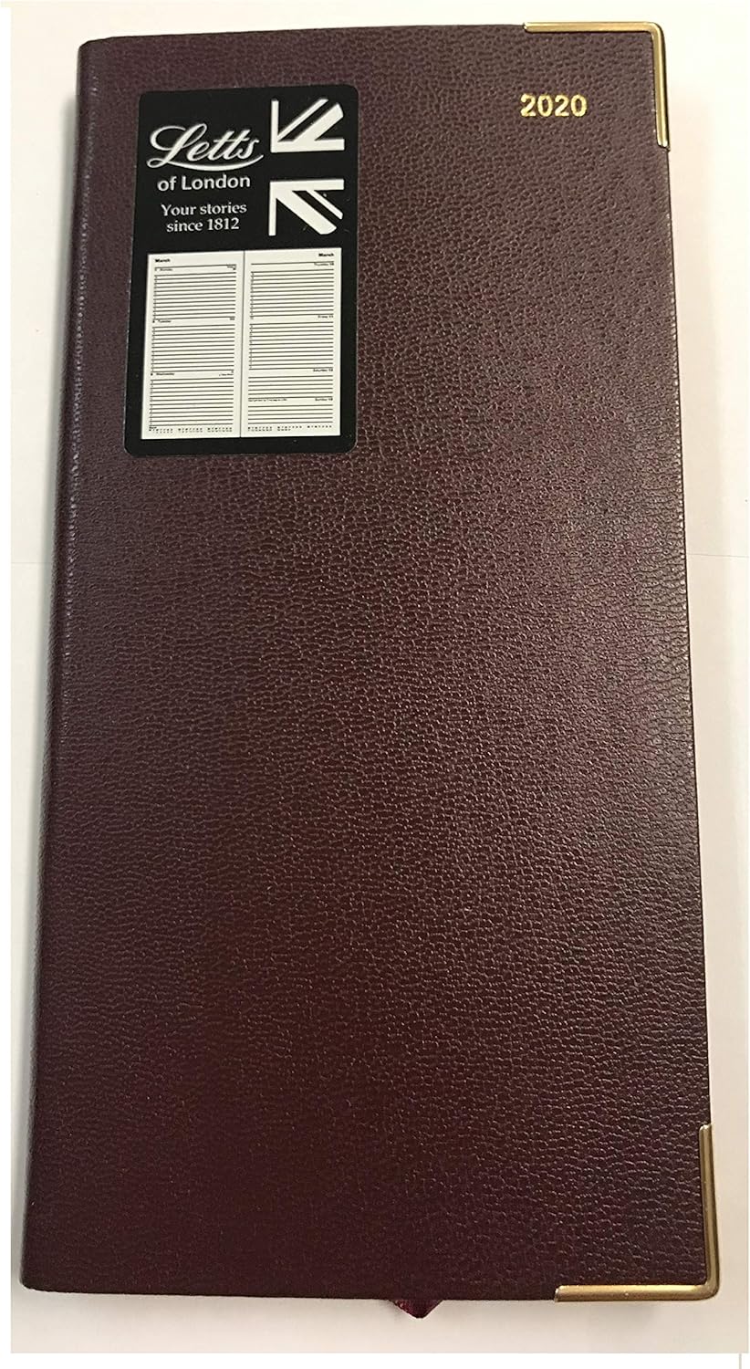 Letts of London 2020 Classic Slim 32S - Horizontal Week to View - Slim (S Size) Calendar (Burgundy)