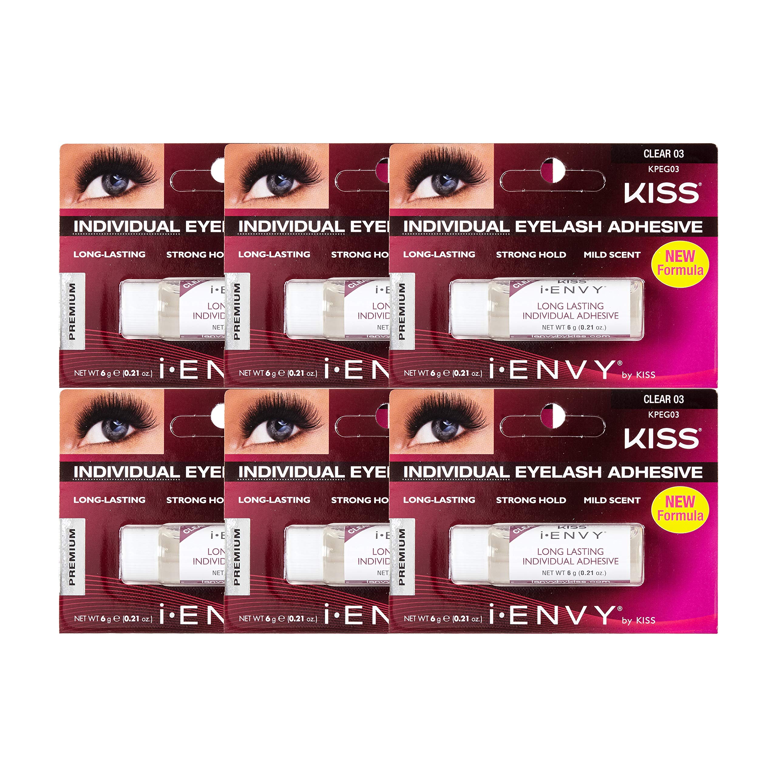 KISSI Envy Clear 03 Eyelash Adhesive Individual 0.21 Ounce (6ml) (6 Pack)