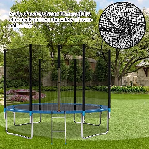 Miniatura 5 de Red de repuesto para cama elástica de 15 pies, 6 postes, red de seguridad de repuesto para cama elástica con alta resistencia al desgarro y