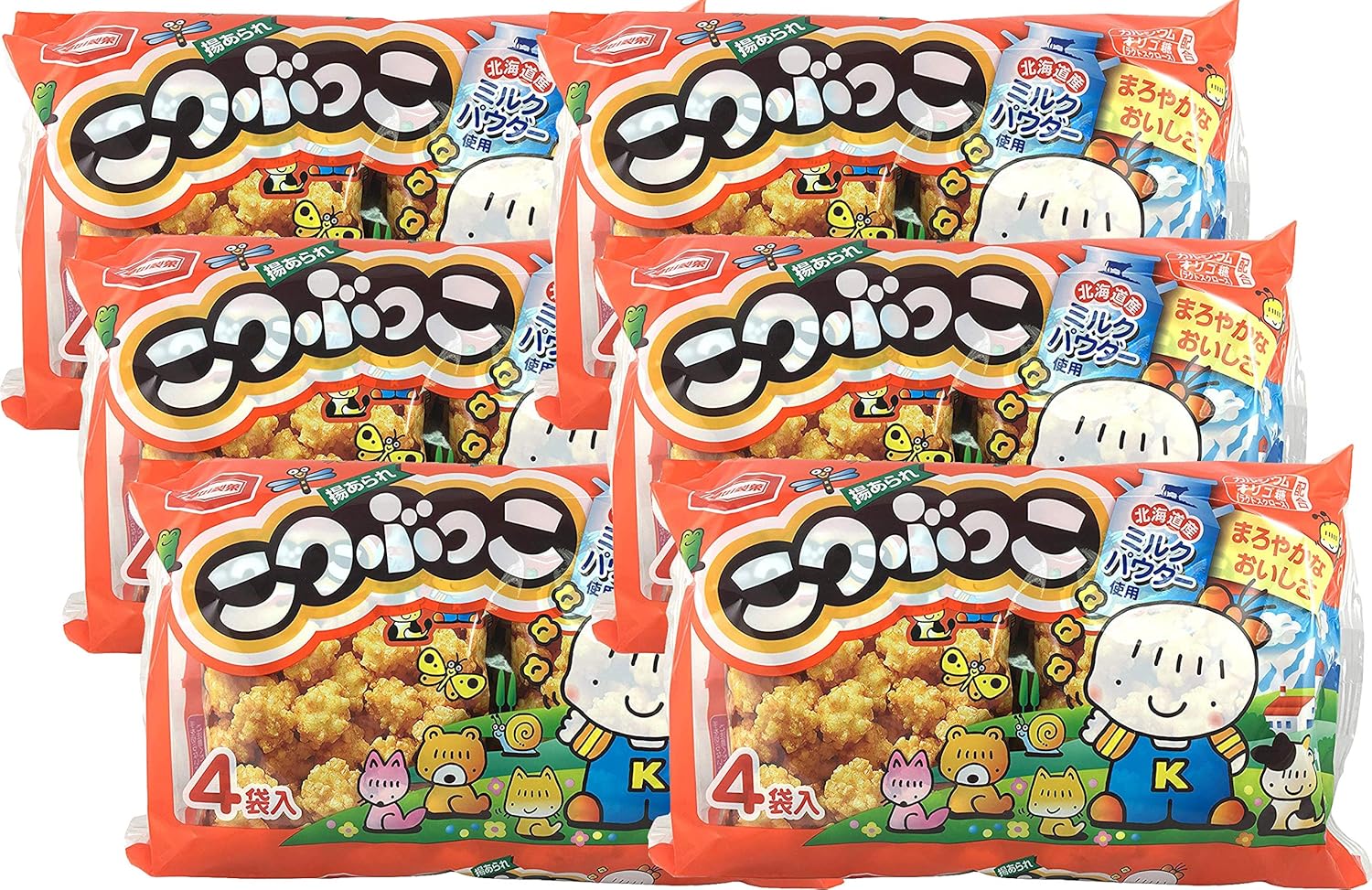 Kameda Kotsubukko Fried Rice Crackers 4 Pack 4.37oz (6 Pack)