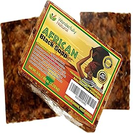 Wonderfully Natural Organic African Black Soap - 5 Pound Best for Acne, Eczema, Dry Skin, Psoriasis, Scars, Dermatitis, White Heads Pimples, Face & Body Wash, Raw Handcrafted Beauty Scrub Bar