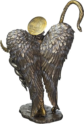 Miniatura 2 de Estatua de Arcángel de San Rafael con caduceo Bastón de curación Acabado de Bronce 8566