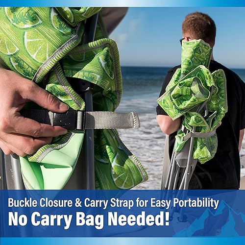 Miniatura 8 de Kijaro Silla de playa con bolsillo refrigerador, varios colores y patrones divertidos, silla plegable de playa perfecta y silla de campamento,