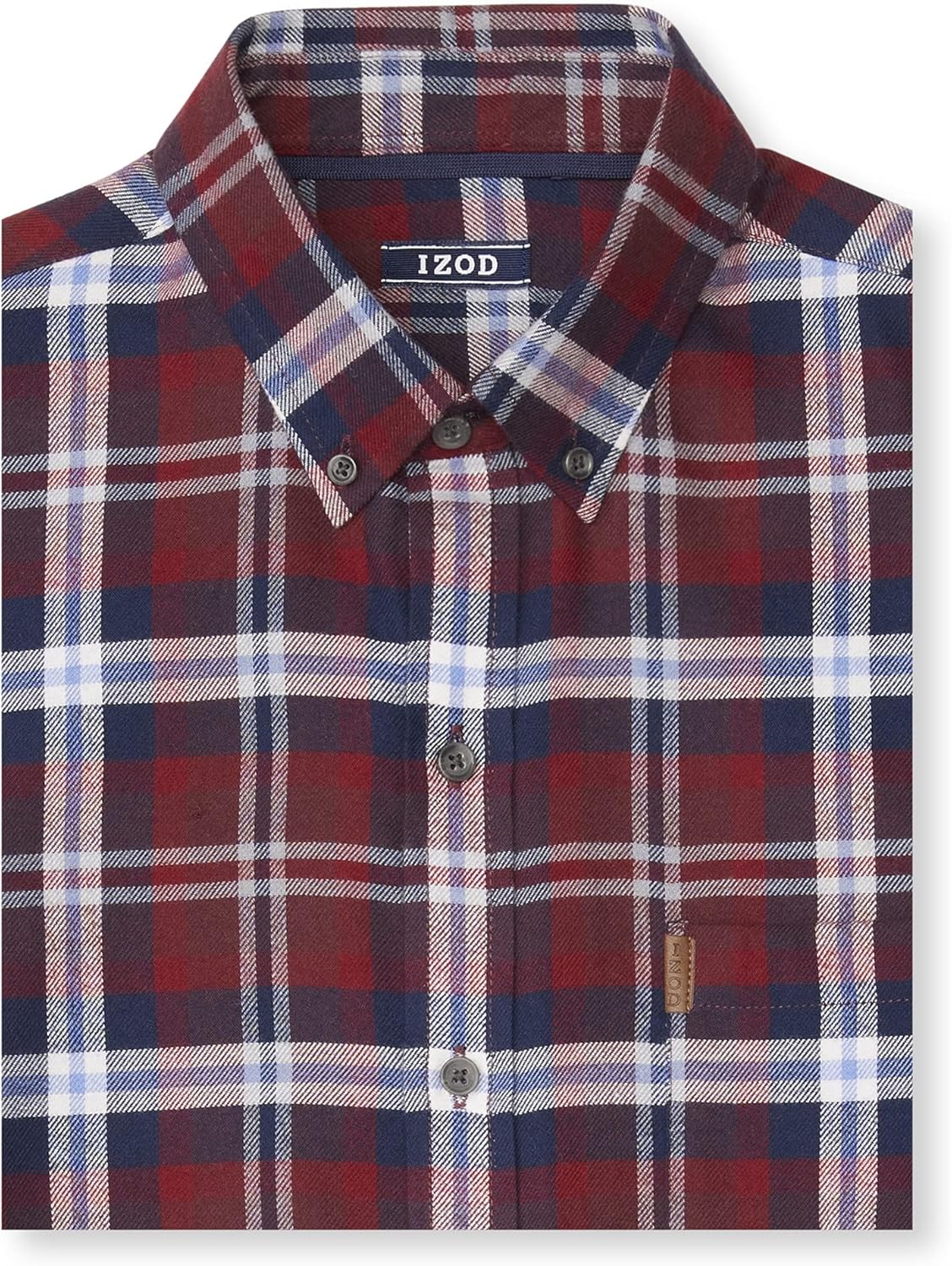 IZOD Men's Slim Fit Advantage Performance Flannel Long Sleeve Stretch Button Down Shirt, Port Royale Plaid, XX-Large