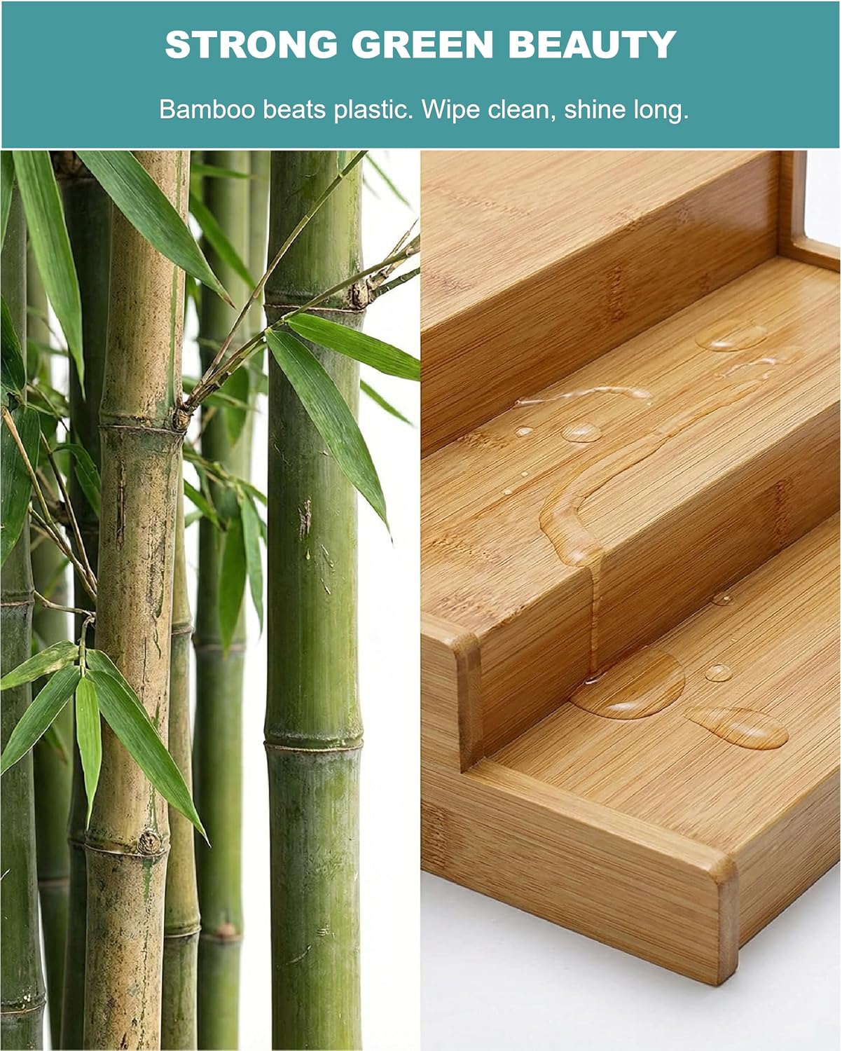 ESMELIS 3-Tier Expandable Bamboo Spice Rack,Spice Organizer for Cabinet