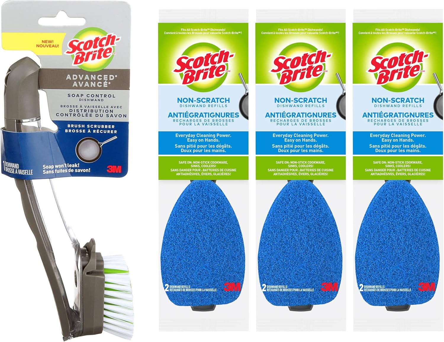 ScotchBrite Advanced Soap Control Dishwand with Bristle Brush Scrubber