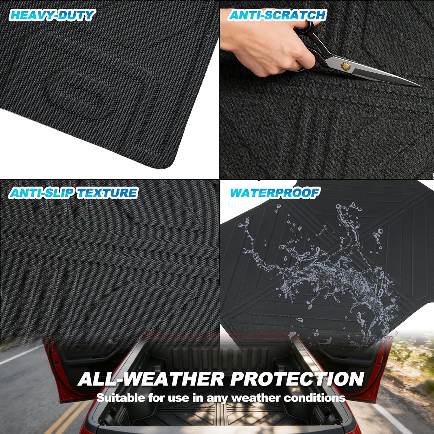 Dermon Bed Mat for 2022-2025 Ford Maverick Hybrid & Gasoline (Not fit Lariat w/ 2 Bumper sensors) Truck Bed Liner Custom Cargo Mat All Weather TPE Black