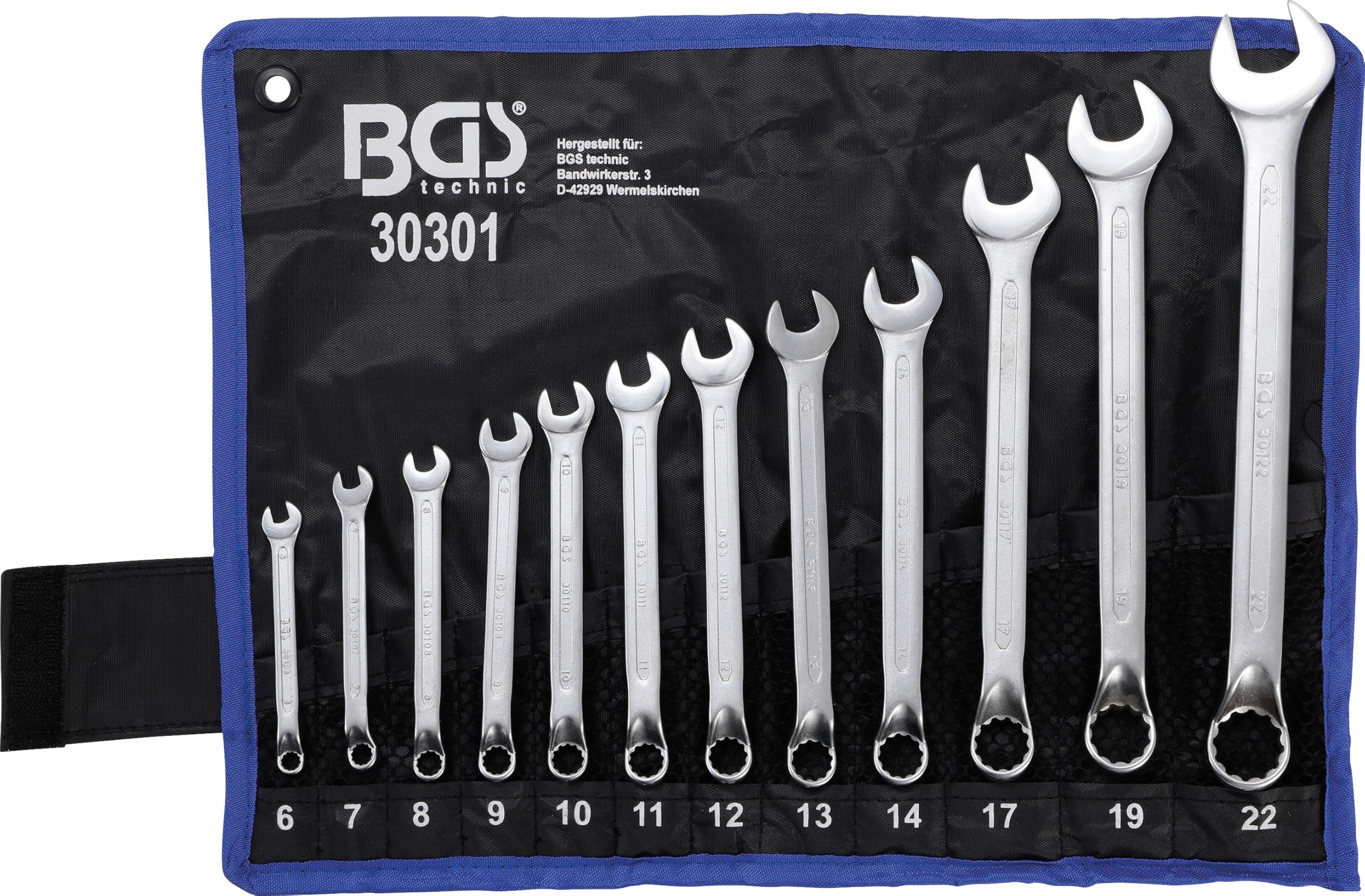 BGS 30301 | Juego de llaves combinadas | acodadas | 6 - 22 mm | 12 piezas