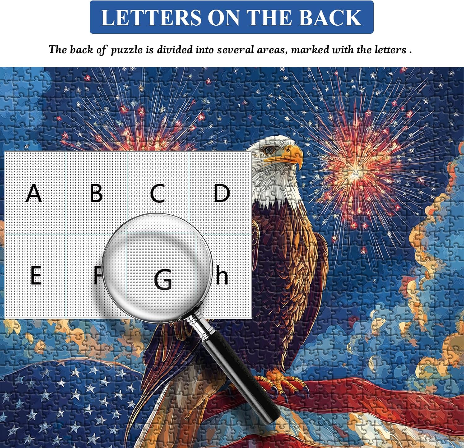 American Flag Eagle Puzzles for Adults 1000 Pieces, United States Country Patriotic Puzzles Faith, USA Bird Jigsaw Puzzles 1000 Pieces, PICKFORU Freedom Eagle Puzzle