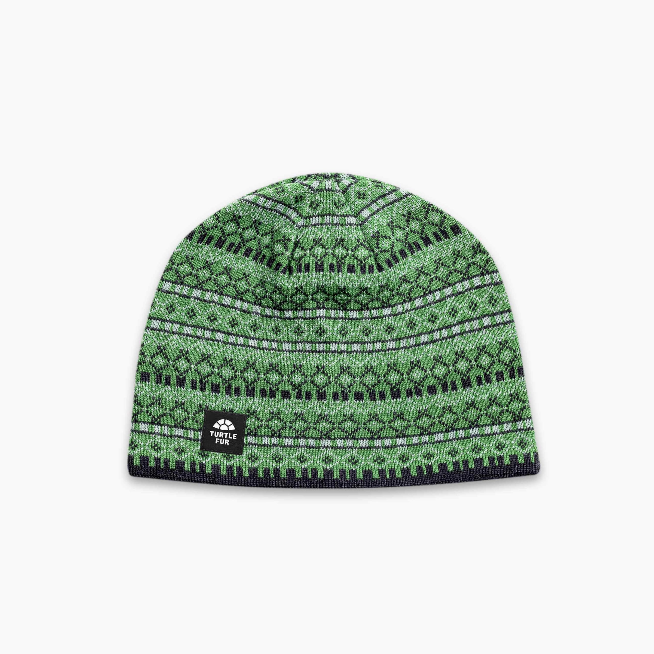 Turtle Fur Men's Franz Merino Wool Knit Beanie, Franz Green - X-Large