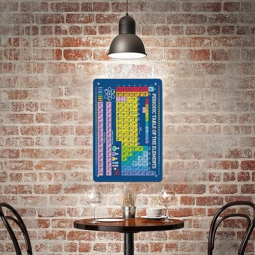 Miniatura 6 de FUNBIRD Póster de metal de aluminio con texto en inglés "Periodic Table Of Element", decoración de pared para profesores, estudiantes, amantes