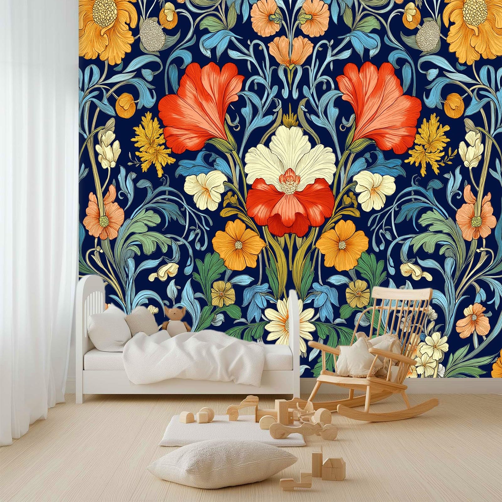 Niestandardowa fototapeta 3D, 300 x 210 cm, kwiatowy mural ścienny, gruba włóknina ścienna, ciemnoniebieska tapeta do salonu, tło telewizyjne