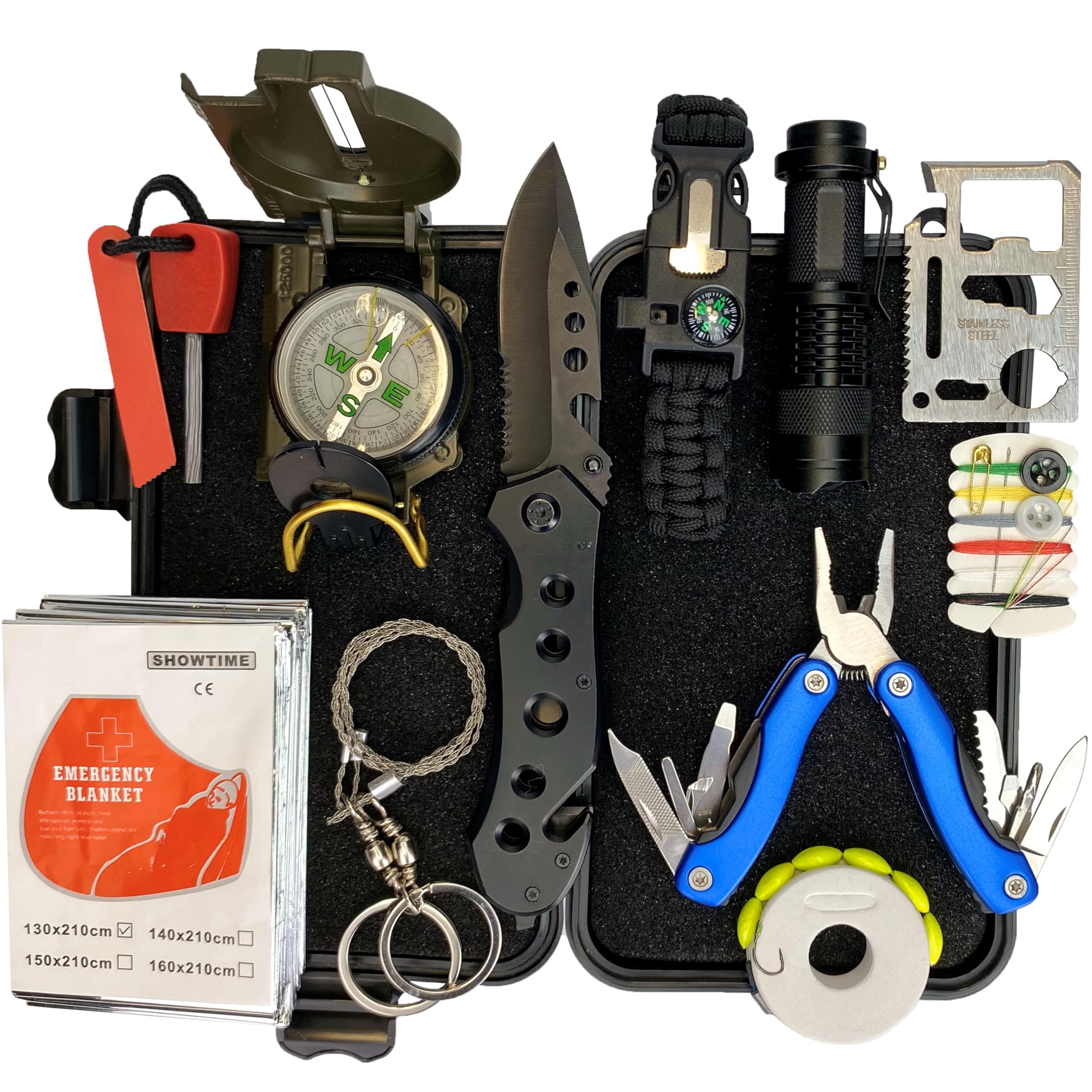 Survival Kit - All-in-One Survival Gear and Supplies for Camping, Hiking, Hunting, and Car Emergencies - Essential Tools, Great Gift for Men, Fathers, Boyfriends, Boys, Dads and Scouts