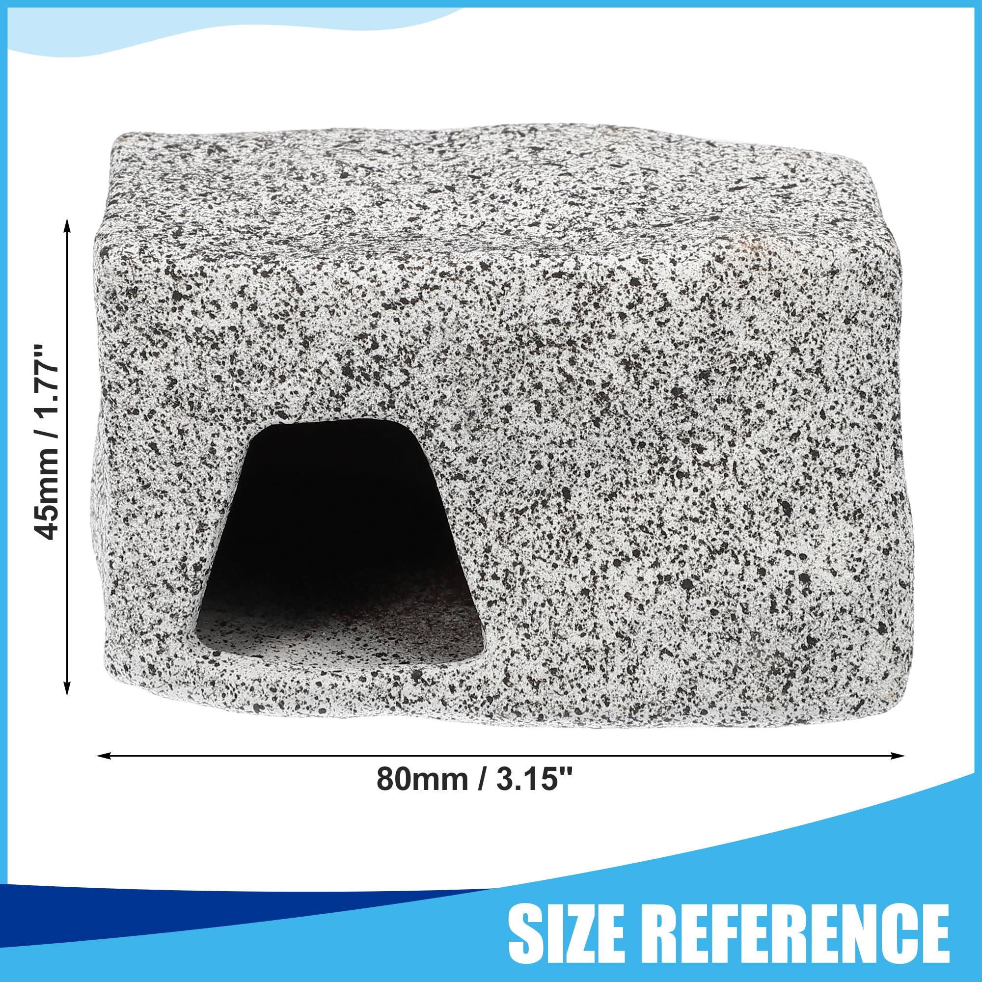 CAPASTEC Aquarium Hideaway Rock Cave, Ceramic Fish Tank Decoration Stone for Aquatic Pets 3.15x2.20x1.77inch, (Gray) - Image 3