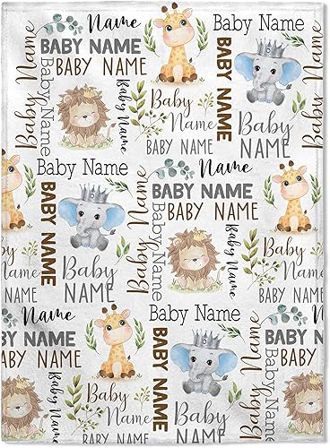 FLOCHIL Manta de bebé personalizada para niños, manta de bebé personalizada con monograma con nombre, regalo para recién nacidos, baby shower