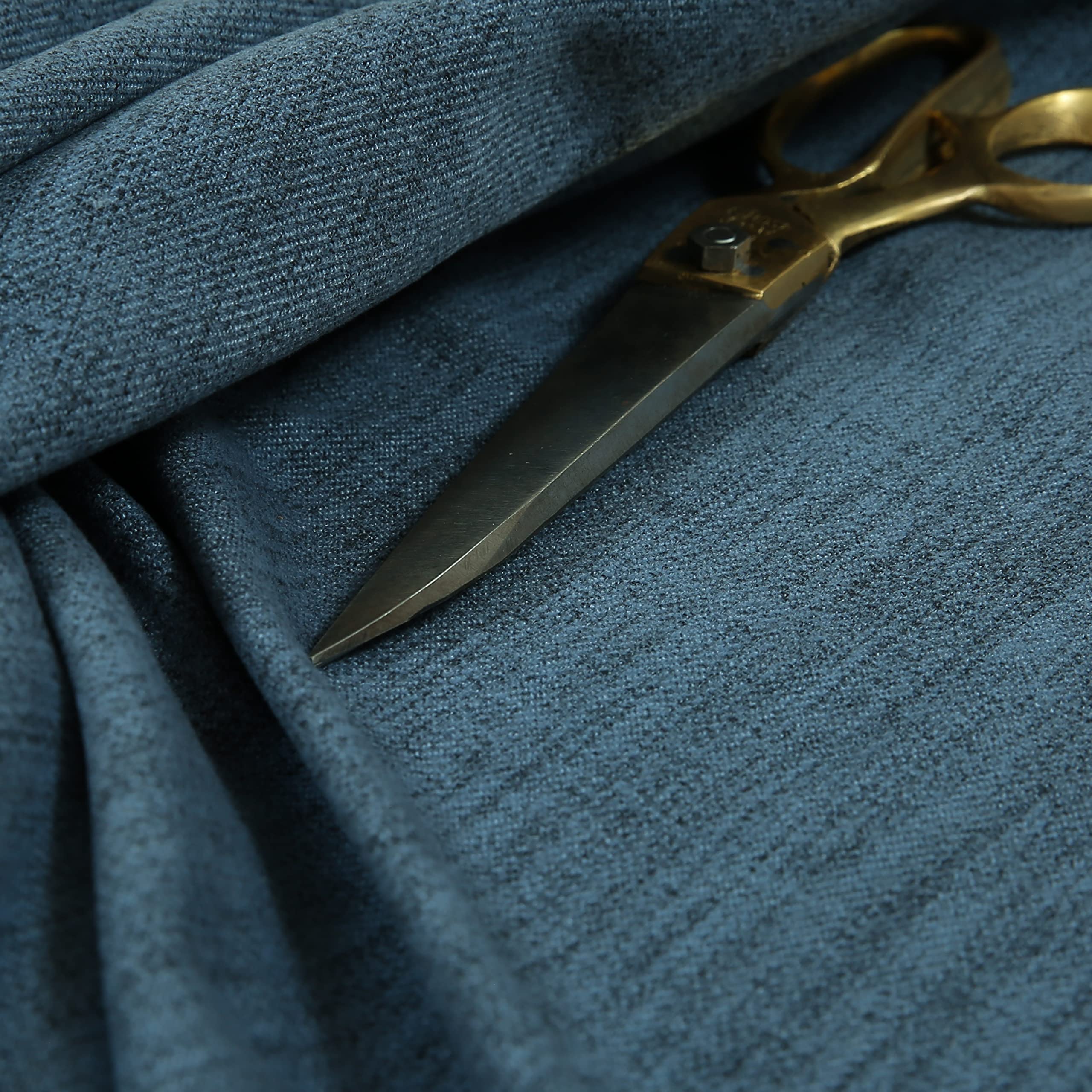 Redbrick Mill Fabrics Flame Retardant Modern Plain Soft Faux Wool Finish Navy Denim Blue Chenille Fabric for Upholstery Furnishing Curtains & Interior Projects (Per Metre)